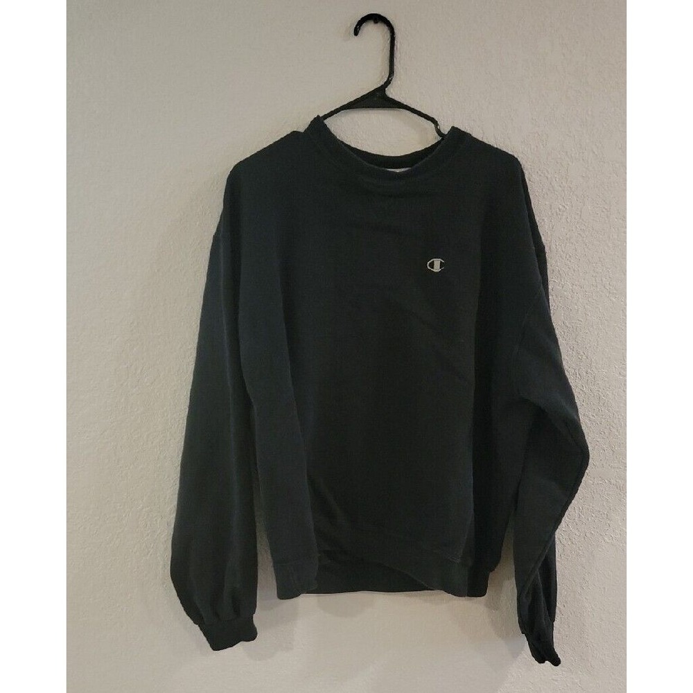 Champion Eco Sweatshirt Adult XL TG Black Long Sleeve Crew Neck Pullover